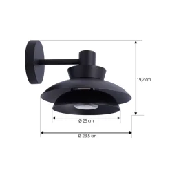 Lucande udendørs væglampe Thais, sort, metal, Ø 25 cm