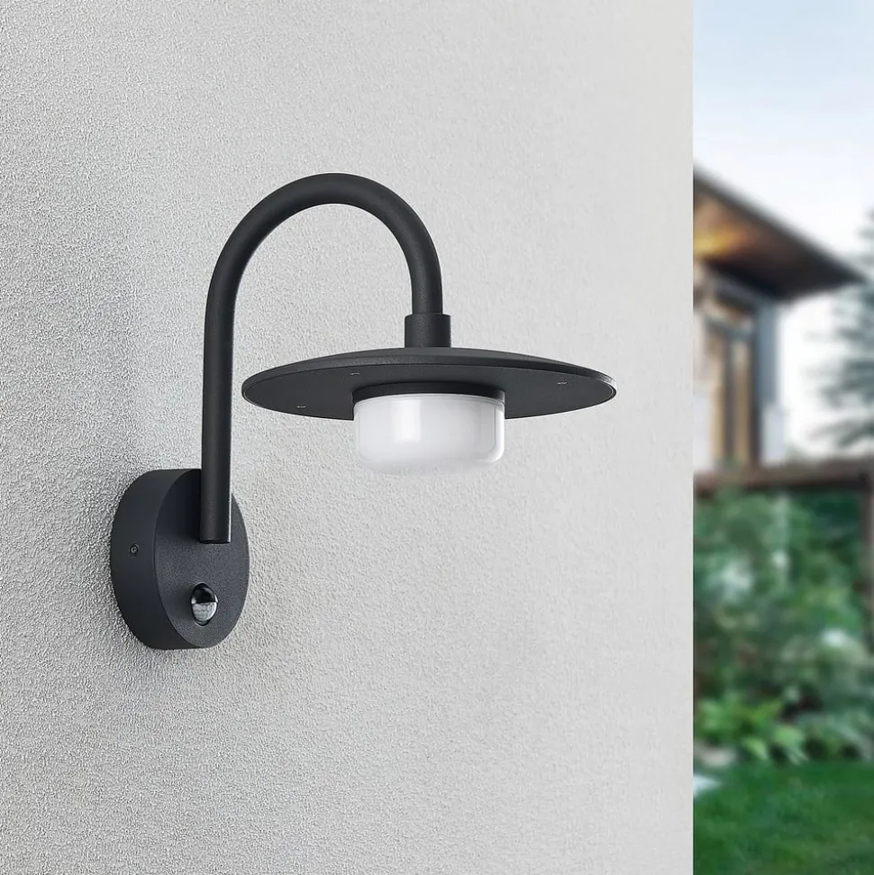 Lucande udendørs væglampe Zamalino, 31 cm, antracit, sensor