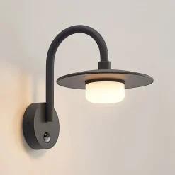Lucande udendørs væglampe Zamalino, 31 cm, antracit, sensor