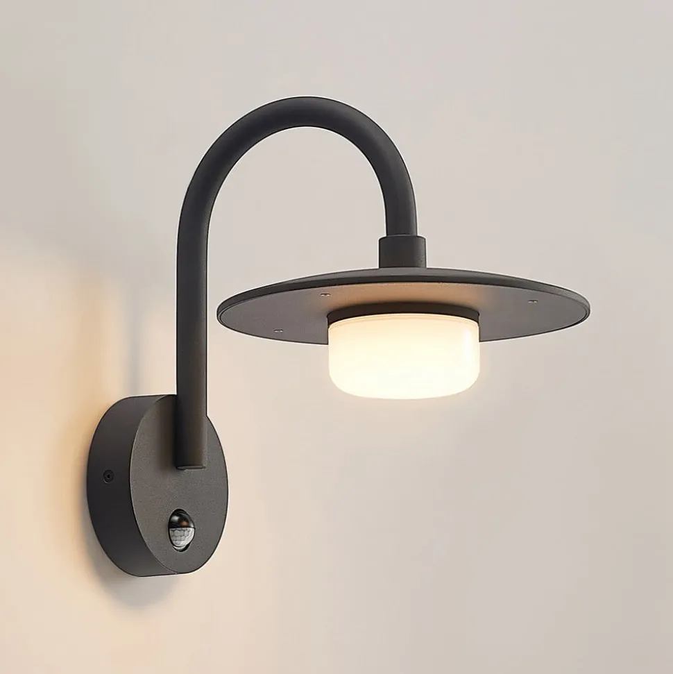 Lucande udendørs væglampe Zamalino, 31 cm, antracit, sensor
