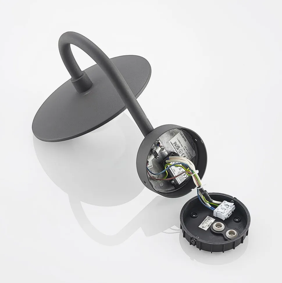 Lucande udendørs væglampe Zamalino, 31 cm, antracit, sensor