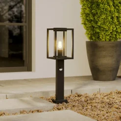 Lucande vejlampe Ferda, 60 cm, sensor, antracit, IP44