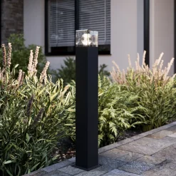 Lucande vejlampe Keke, højde 70 cm, antracit, aluminium