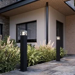 Lucande vejlampe Keke, højde 70 cm, antracit, aluminium