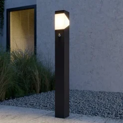 Lucande vejlampe Kiran, 100 cm, sensor, grå, IP44, E27