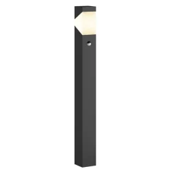 Lucande vejlampe Kiran, 100 cm, sensor, grå, IP44, E27