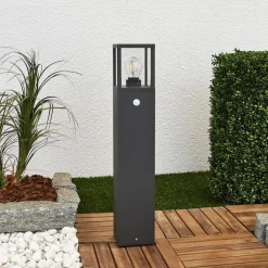 Lucande vejlampe Klemens, 65 cm, sensor, antracit, E27