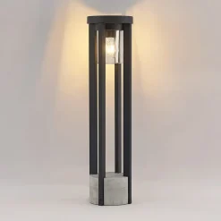 Lucande vejlampe Overa, grå, metal, 68 cm, IP44, E27
