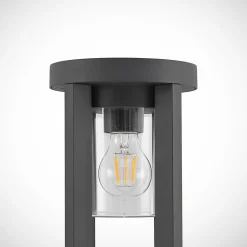 Lucande vejlampe Overa, grå, metal, 68 cm, IP44, E27