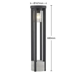 Lucande vejlampe Overa, grå, metal, 68 cm, IP44, E27