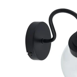 Lucande væglampe Badolo, sort, glas, 25 cm høj, IP44