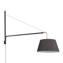 Lucande væglampe Beleza, højde 150 cm, kan trækkes ud, tekstil
