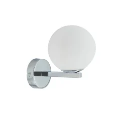 Lucande væglampe Bidolo, kromfarvet, glas, Ø 12 cm, IP44