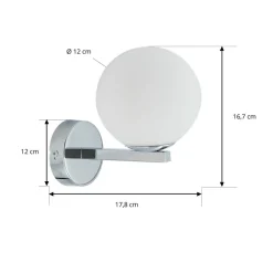 Lucande væglampe Bidolo, kromfarvet, glas, Ø 12 cm, IP44
