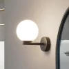 Lucande væglampe Bidolo, sort, glas, Ø 12 cm, IP44
