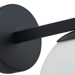 Lucande væglampe Bidolo, sort, glas, Ø 12 cm, IP44