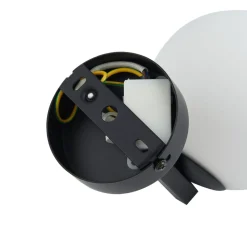 Lucande væglampe Bidolo, sort, glas, Ø 12 cm, IP44
