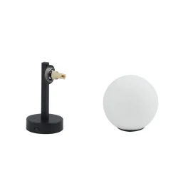 Lucande væglampe Bidolo, sort, glas, Ø 12 cm, IP44