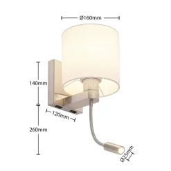Lucande væglampe Brinja, 45 cm, drejelig, læselampe, E27