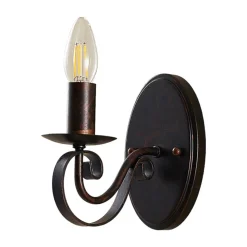 Lucande væglampe Caleb, 18 cm, rustfarvet, metal, E14