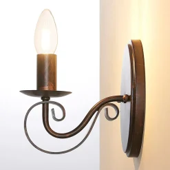 Lucande væglampe Caleb, 18 cm, rustfarvet, metal, E14