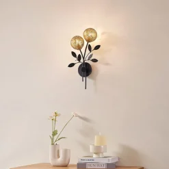 Lucande væglampe Evory, 30 cm, 2 lyskilder, sort/guld, G9