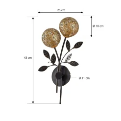 Lucande væglampe Evory, 30 cm, 2 lyskilder, sort/guld, G9