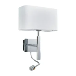 Lucande væglampe Jettka, højde 63 cm, læsearm, tekstil