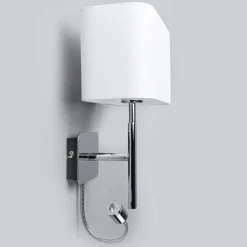 Lucande væglampe Jettka, højde 63 cm, læsearm, tekstil