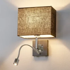 Lucande væglampe Rebekka, 31 cm, sort, LED-læsearm