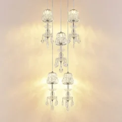 Lucande Yasanie LED-pendellampe, 5 lyskilder, rund