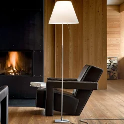 Luceplan Costanza gulvlampe D13ti, aluminium/hvid