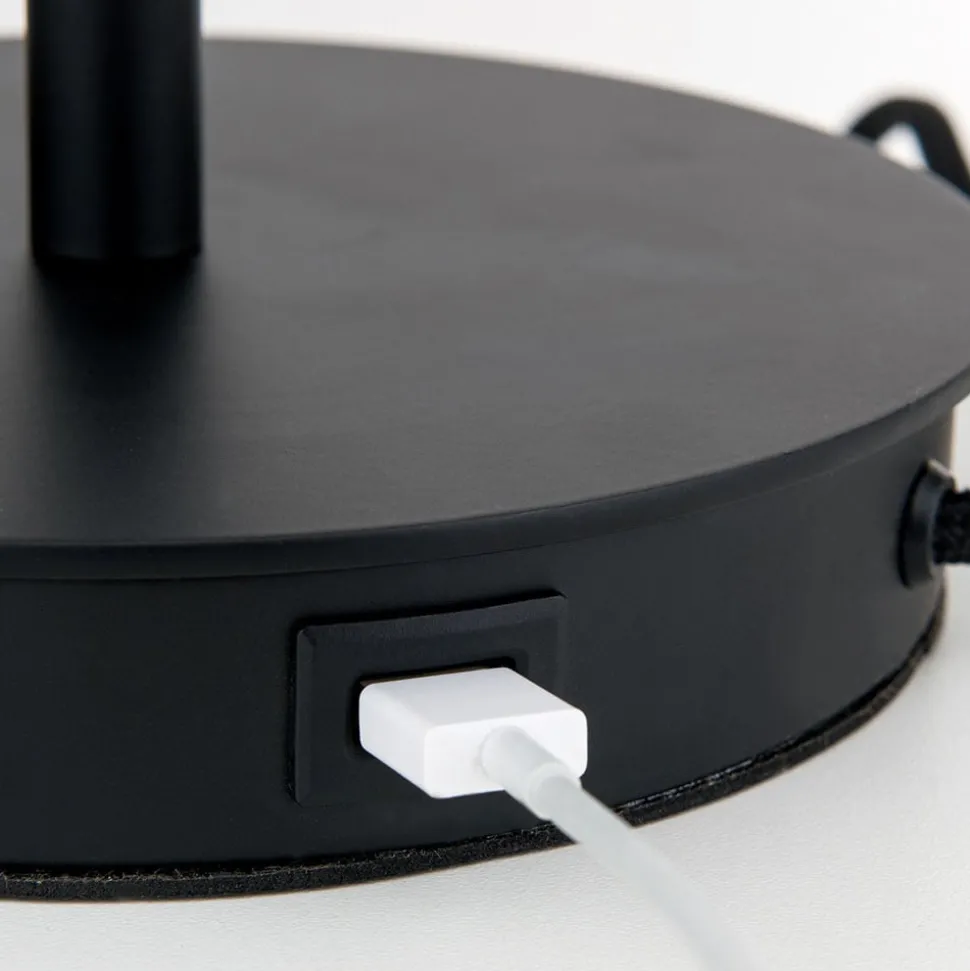 Ludwig bordlampe med USB-port, sort