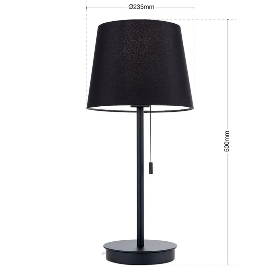 Ludwig bordlampe med USB-port, sort
