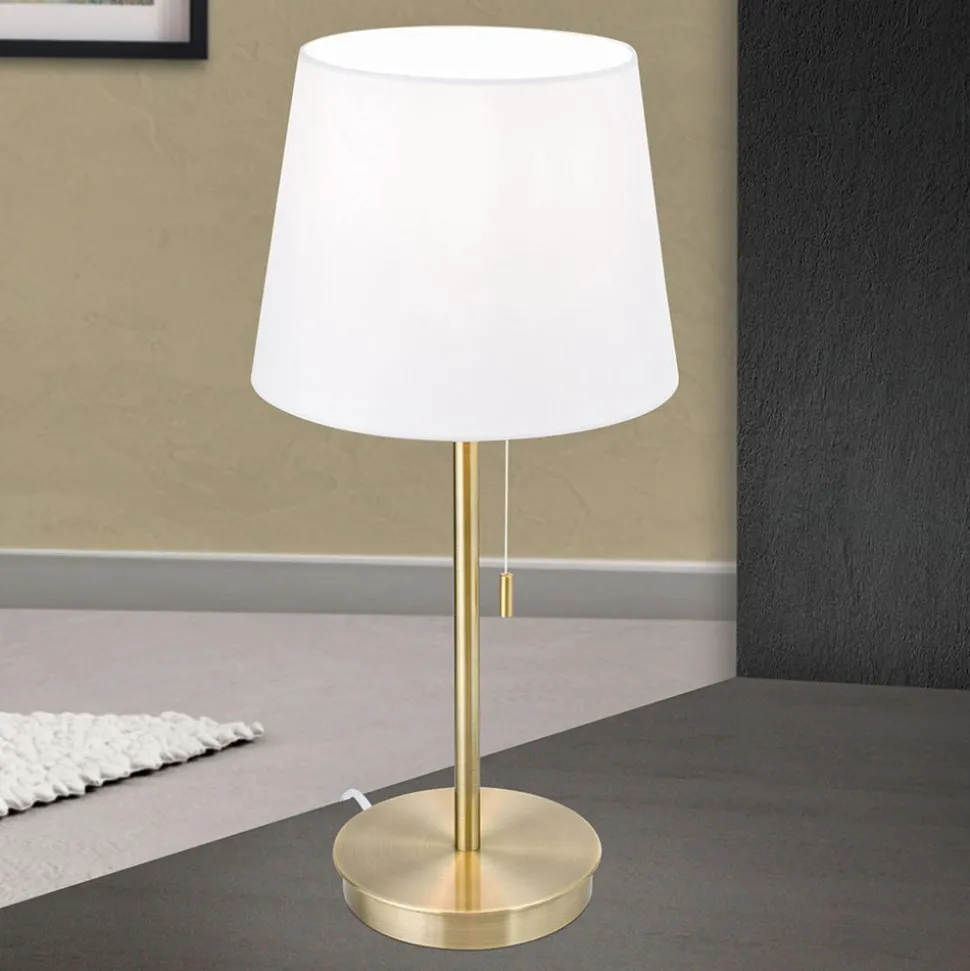 Ludwig bordlampe med USB-port, hvid/antik messing