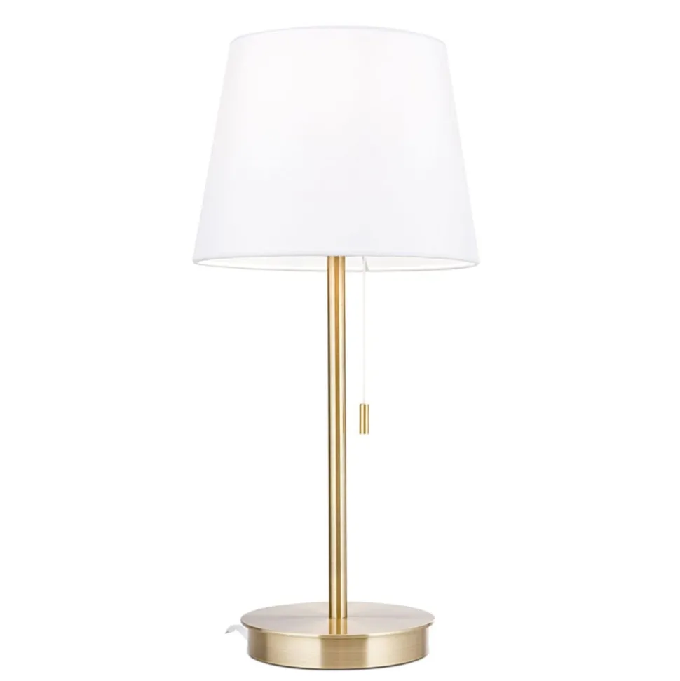 Ludwig bordlampe med USB-port, hvid/antik messing