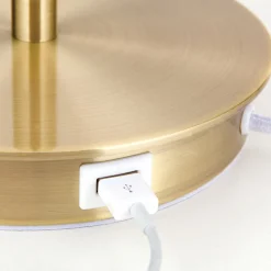 Ludwig bordlampe med USB-port, hvid/antik messing