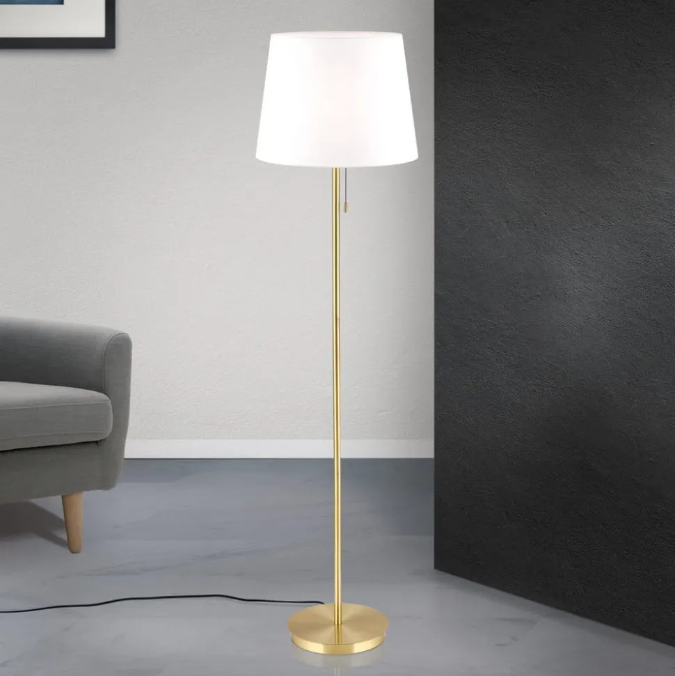 Ludwig tekstilgulvlampe, antik messing
