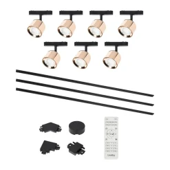 Lumaro skinnesystem, spots, 7 lyskilder, guld, Ø8cm,48V,dæmpbar