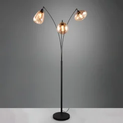 Lumina gulvlampe, 3-lys, sort/amber, glas
