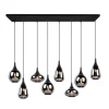 Lumina pendel, 8-lys, sort/krom, glas