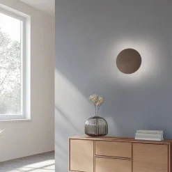 Luna væglampe, brun, indirekte lys, Ø 30 cm, stål