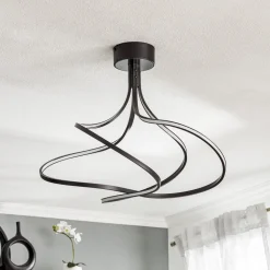 Lungo sort LED-loftlampe, højde 42 cm
