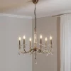 Lysekrone Adone, 6 lyskilder, messing, Ø 70 cm, krystalglas