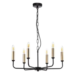 Lysekrone Ampli, sort/guld, 6 lyskilder