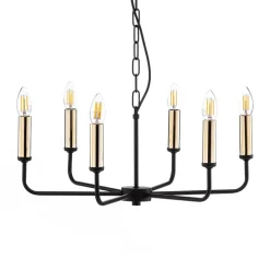 Lysekrone Ampli, sort/guld, 6 lyskilder
