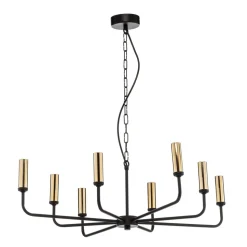 Lysekrone Ampli, sort/guld, 8 lyskilder