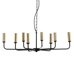 Lysekrone Ampli, sort/guld, 8 lyskilder