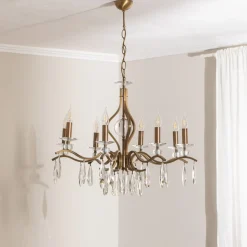 Lysekrone Elizabeth Ø80cm metal/krystal 8flg. antik guld