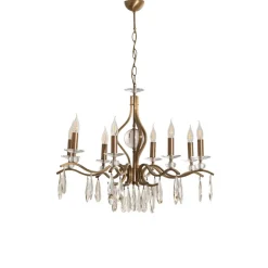 Lysekrone Elizabeth Ø80cm metal/krystal 8flg. antik guld